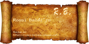 Rossi Balázs névjegykártya